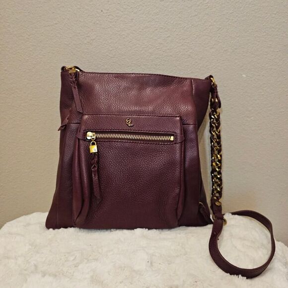 Elliott Lucca Burgandy Leather Crossbody with Chain Strap - Picture 1 of 14